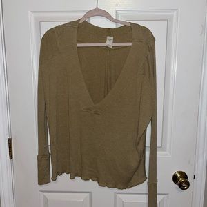 Brown ribbed top free people NWOT oversized